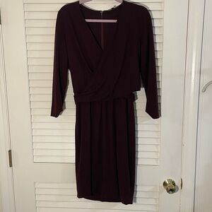 Gucci Deep Burgundy 💯 Wool Cross Over Front MIDI Dress